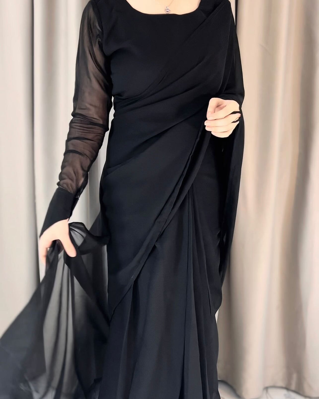 Noor-e-Chiffon Saree Stitched