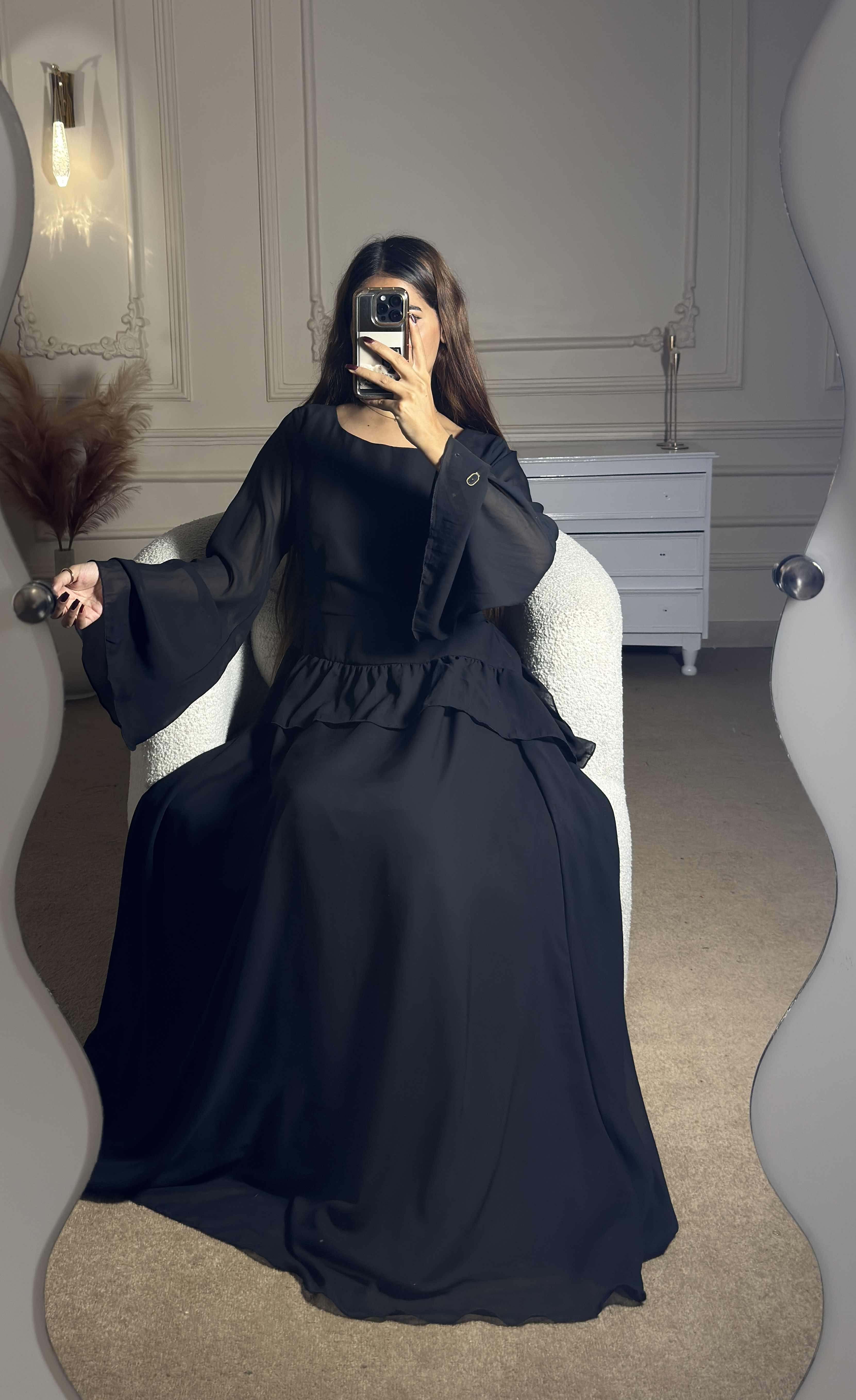Elanza Luxe – Plain Chiffon Heavy Flair Outfit Stitched