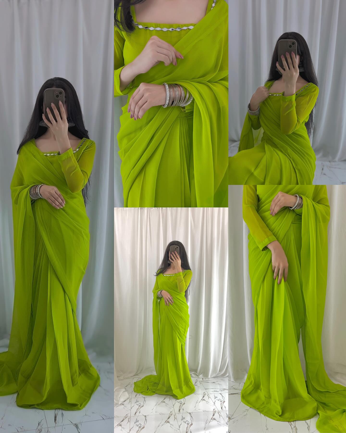 Shama-e-Husn Chiffon Saree Stitched