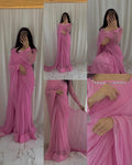 Shama-e-Husn Chiffon Saree Baby Pink Stitched