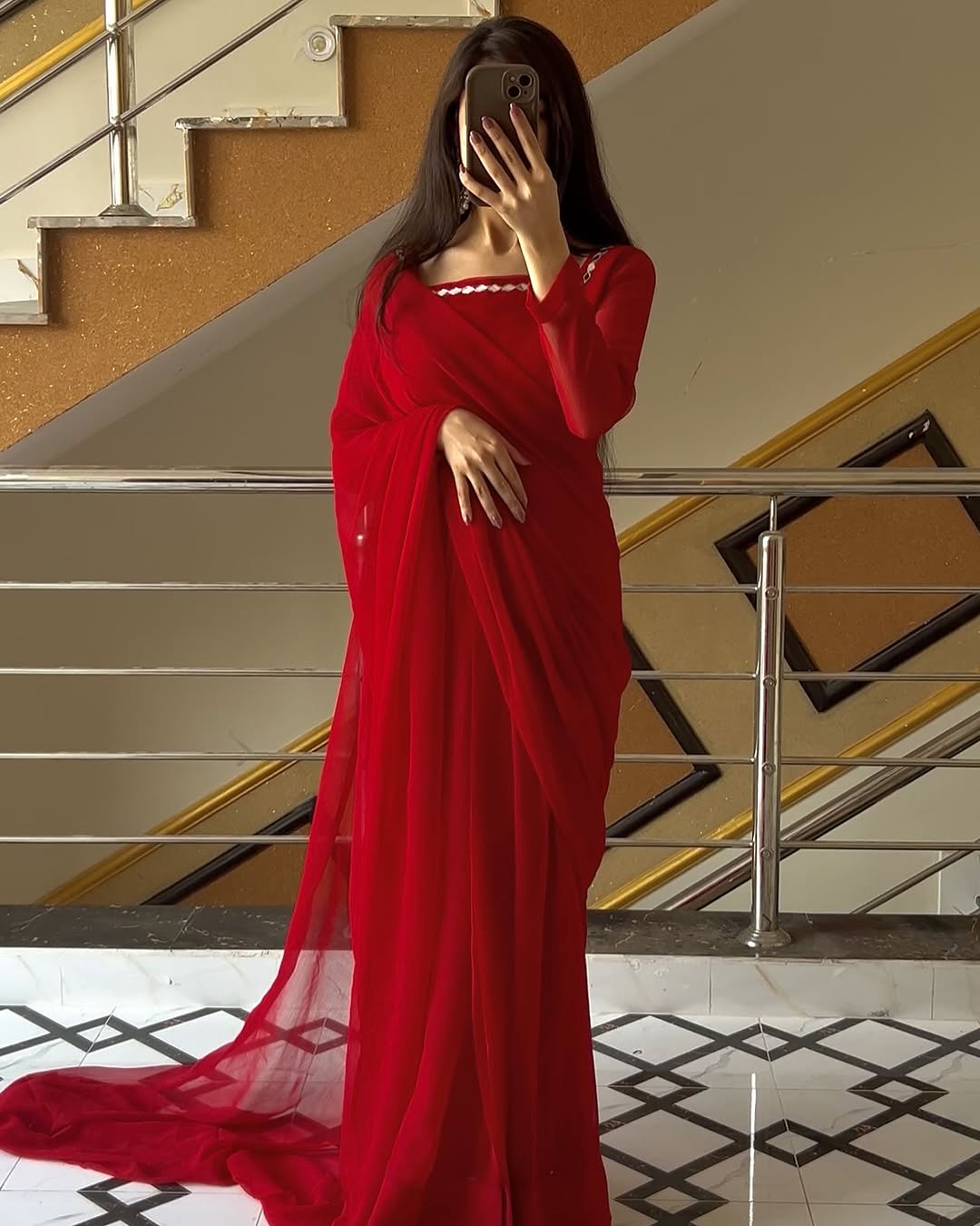 Shama-e-Husn Chiffon Saree Stitched