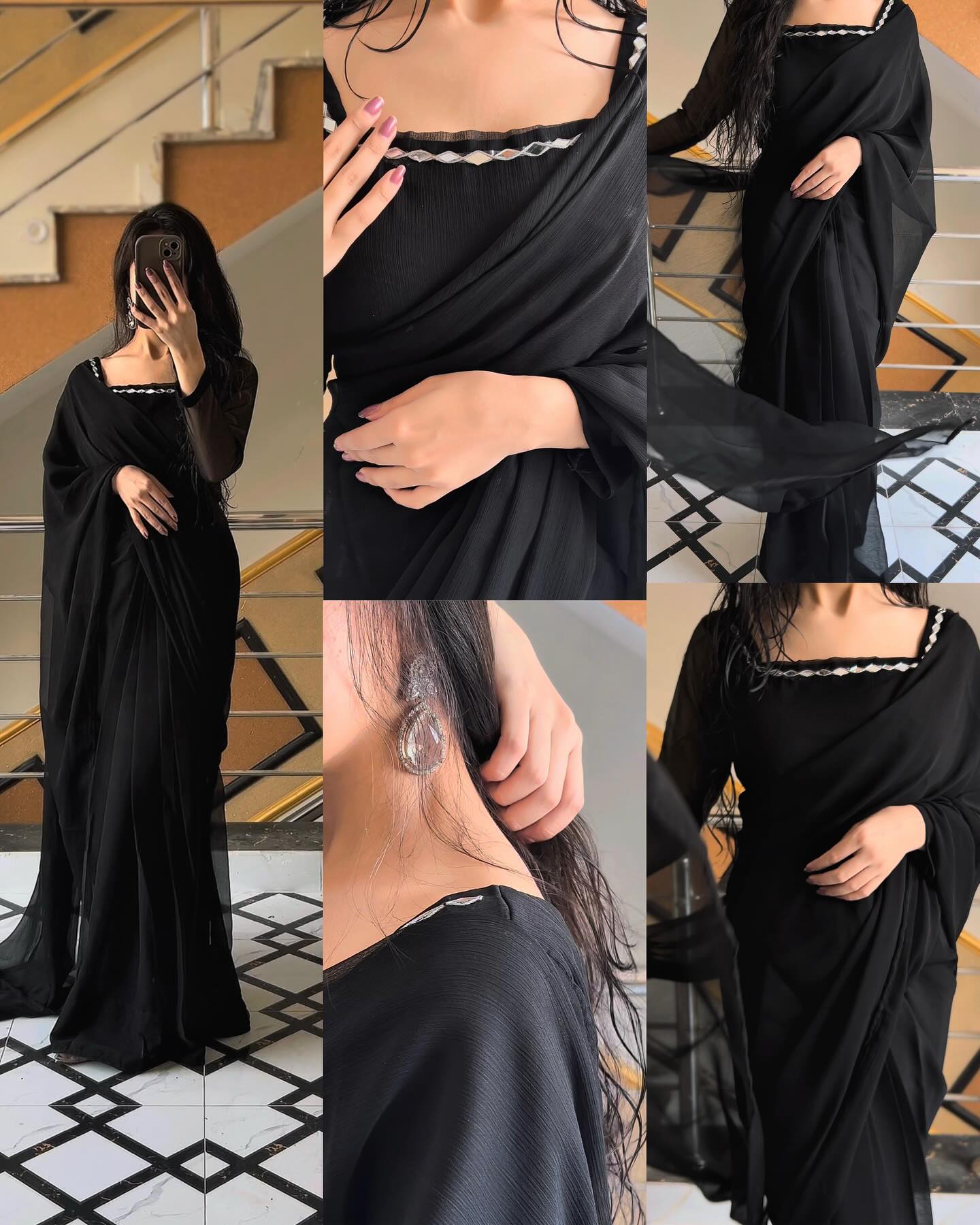 Shama-e-Husn Chiffon Saree Stitched