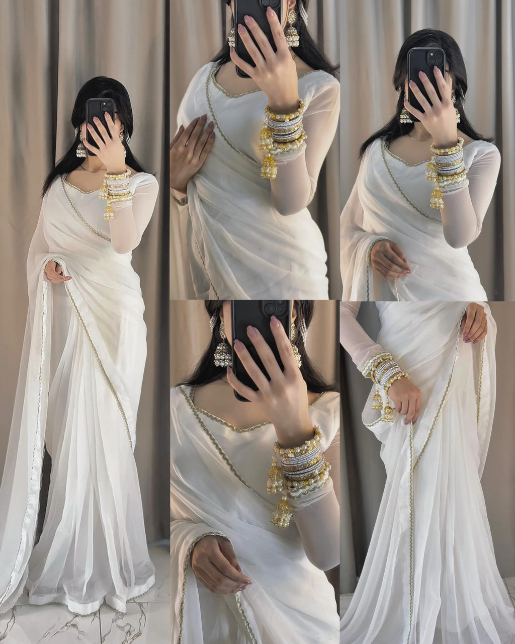 Shahi Zarqash Chiffon Saree Stitched