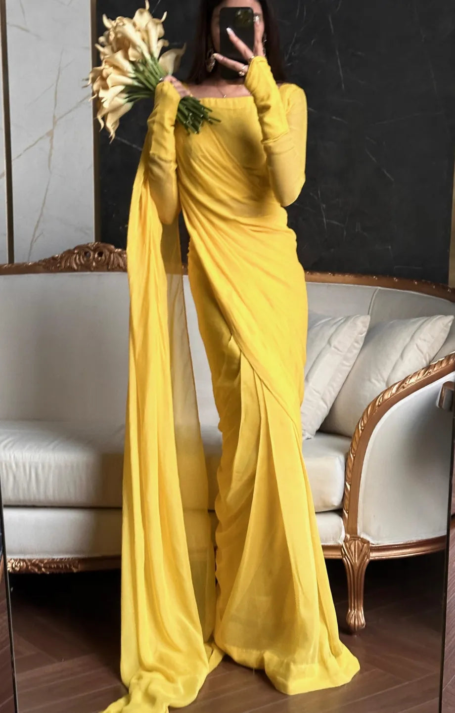Noor-e-Chiffon Saree Stitched
