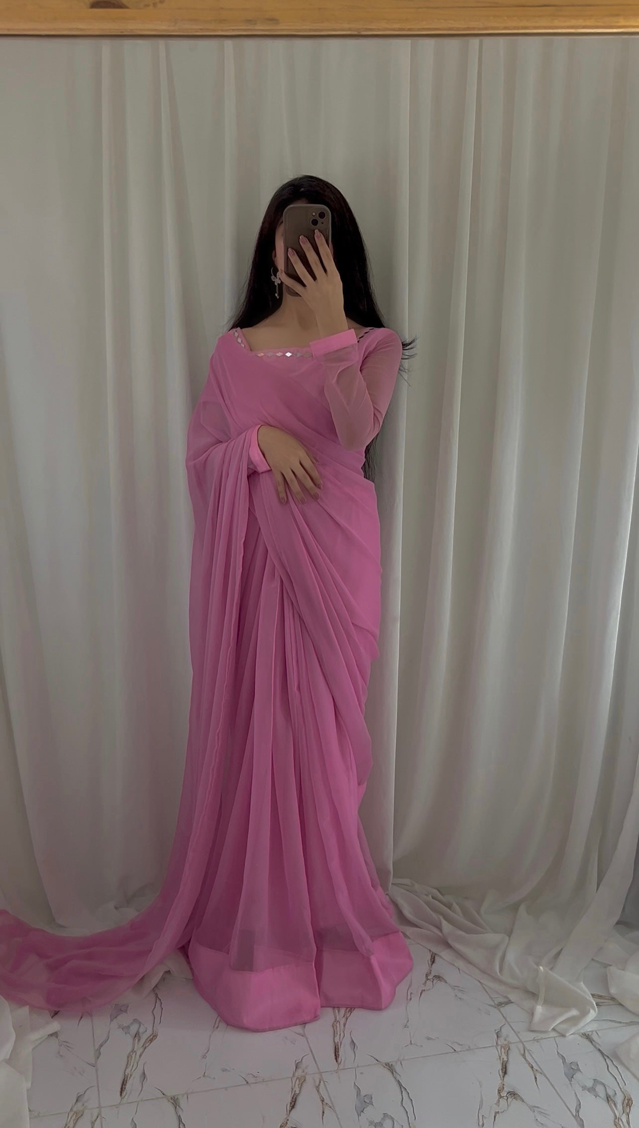 Shama-e-Husn Chiffon Saree Stitched
