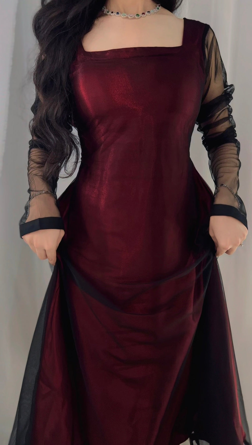 "Midnight Allure – 2-Piece Sheer Elegance Set" Stitched