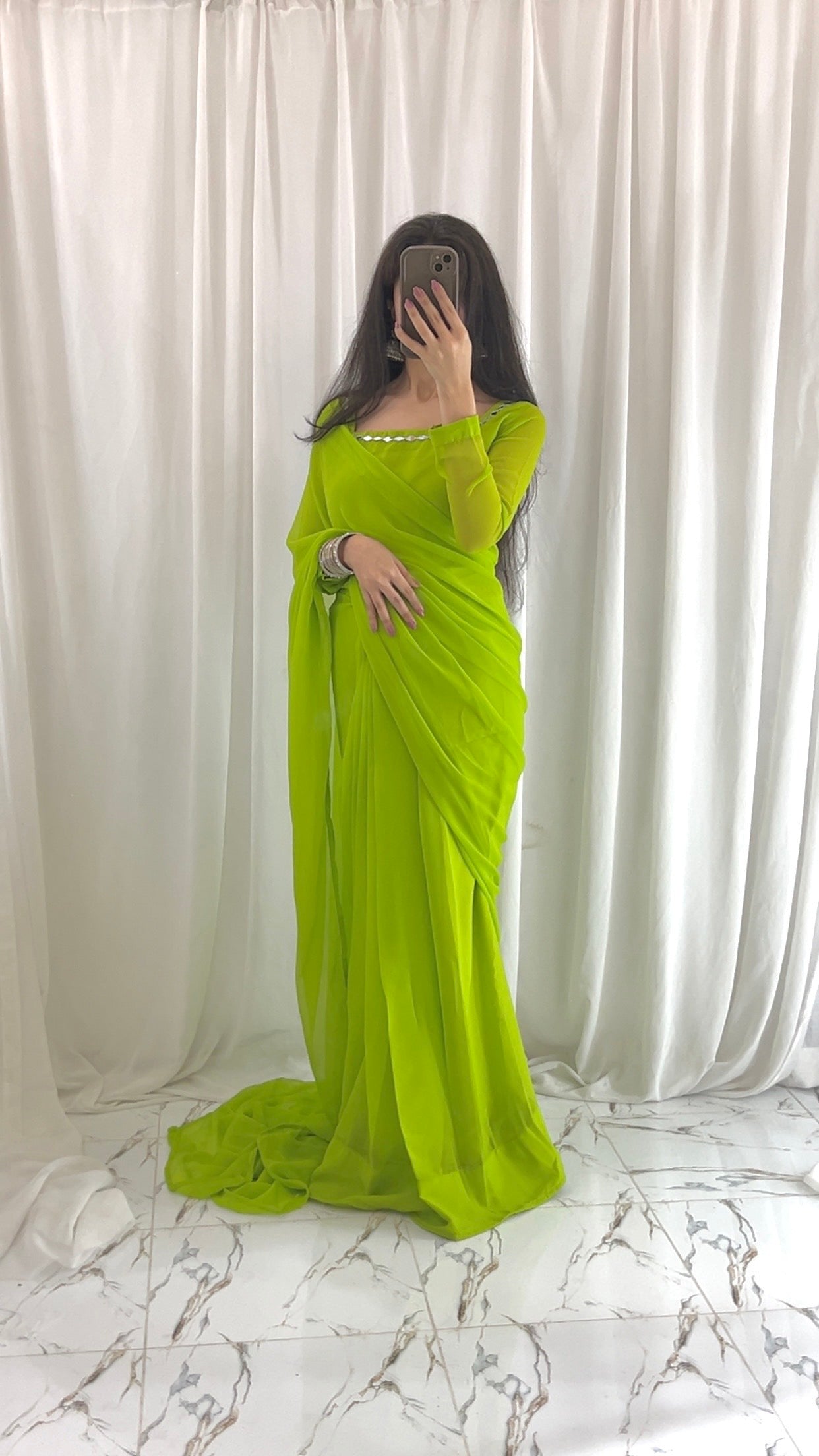Shama-e-Husn Chiffon Saree Stitched