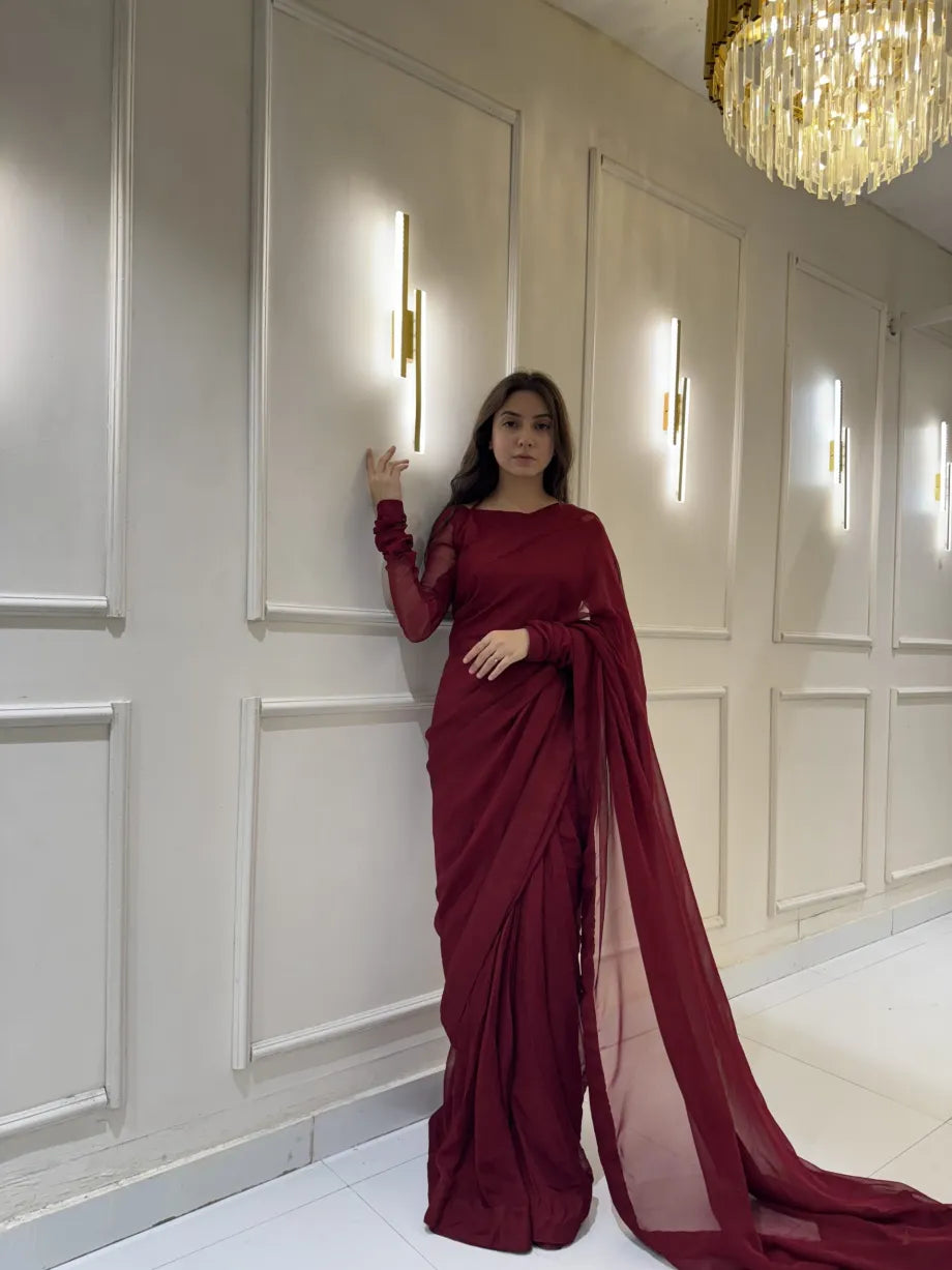 "Garnet Whisper – Elegance Saree" Stitched