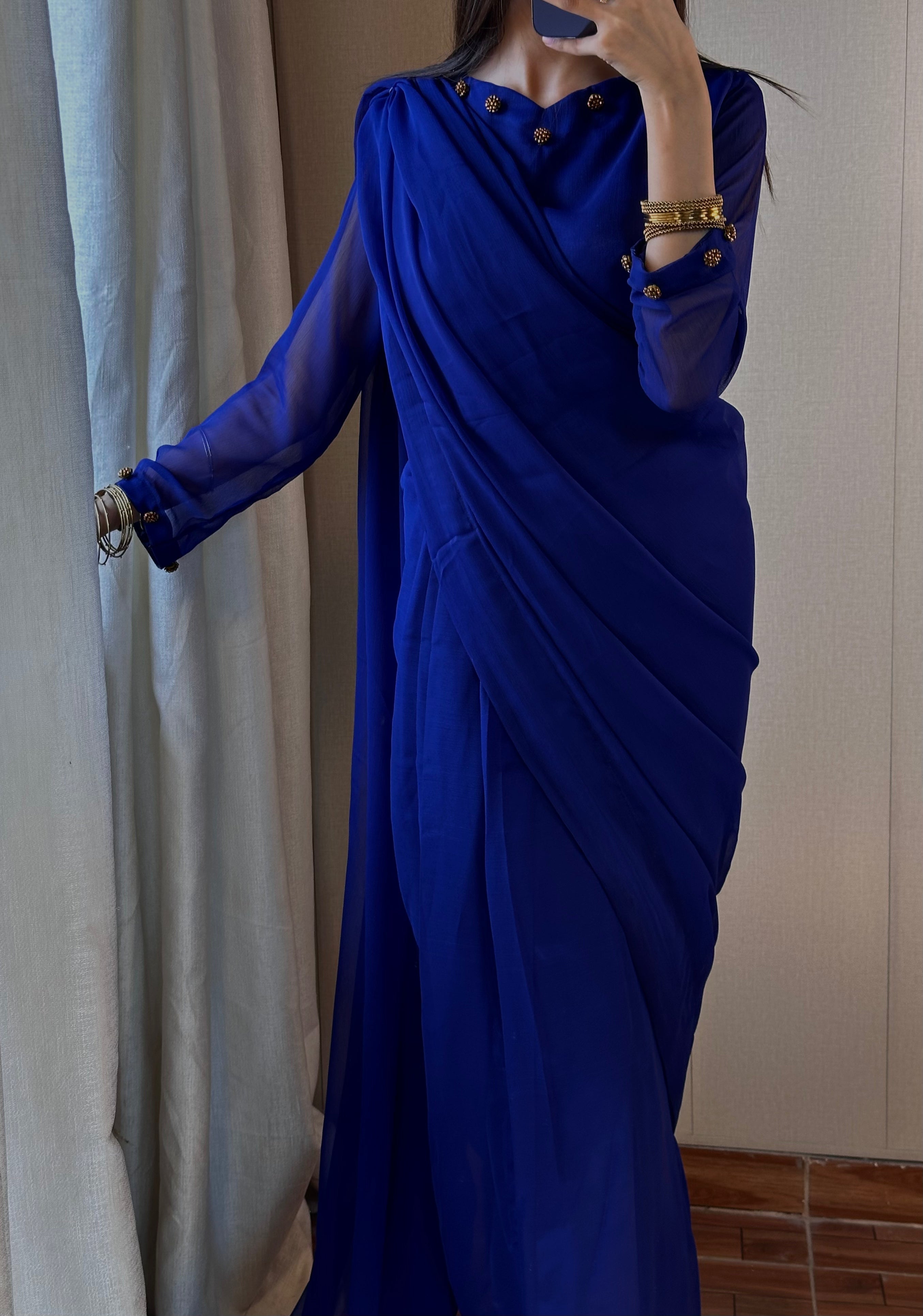 Gulbahar Chiffon Saree Stitched