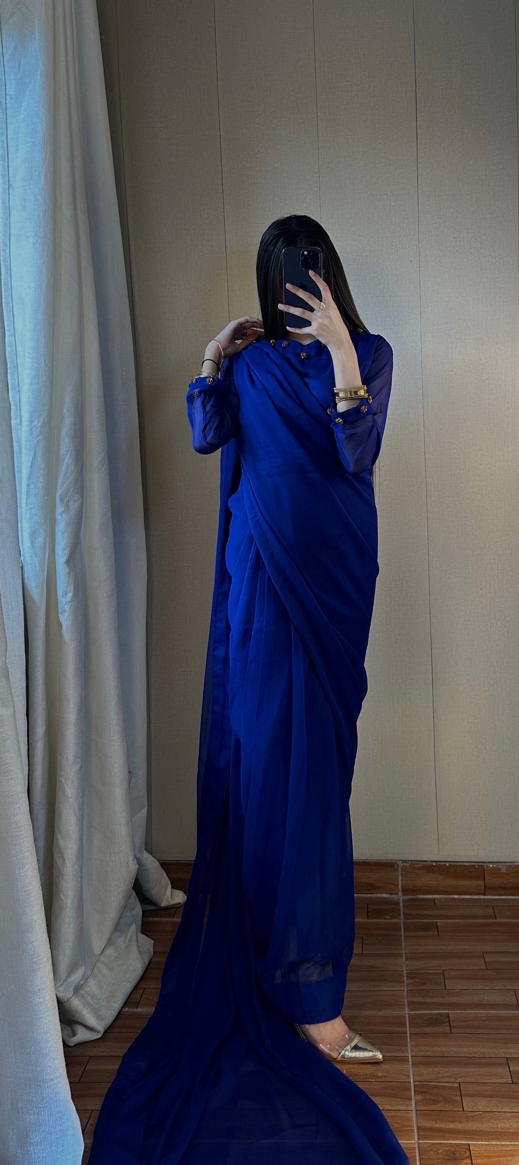 Gulbahar Chiffon Saree Stitched