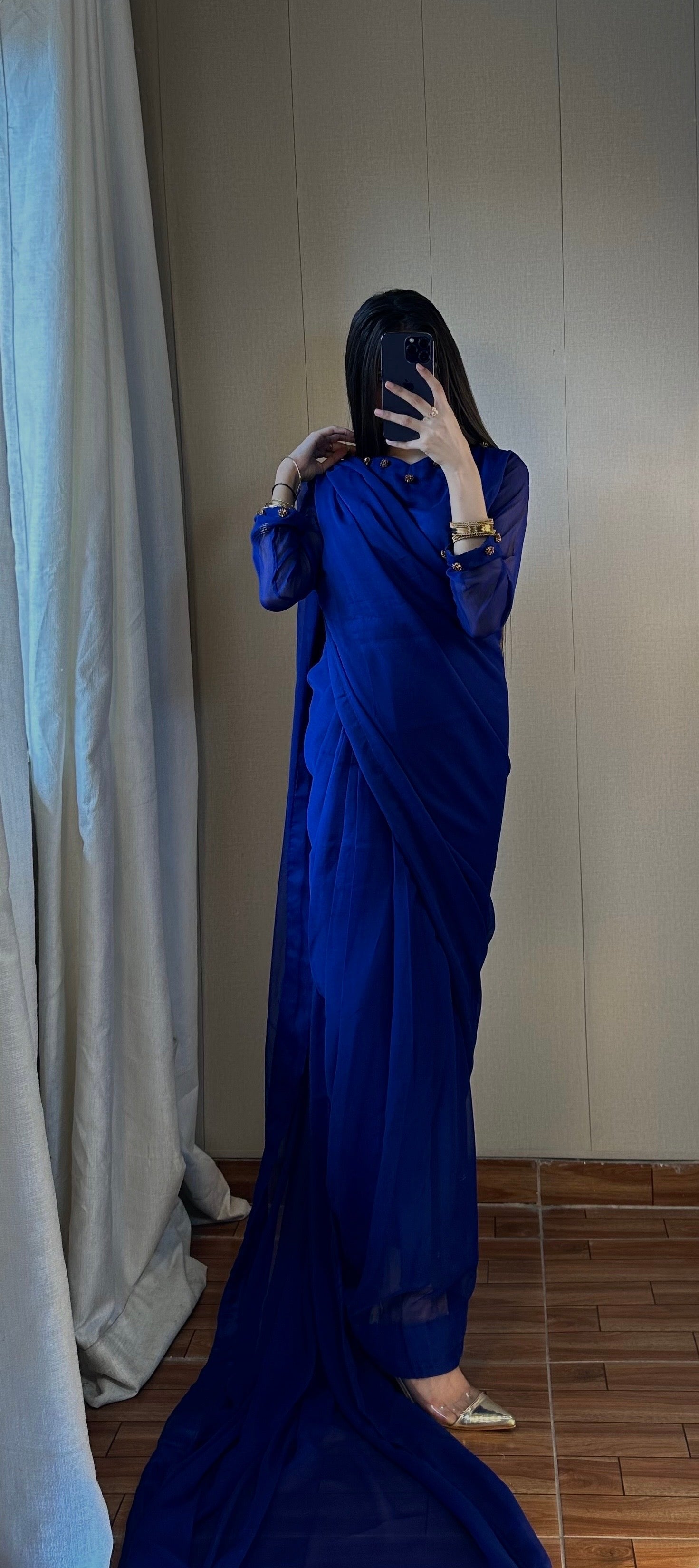 Gulbahar Chiffon Saree Stitched