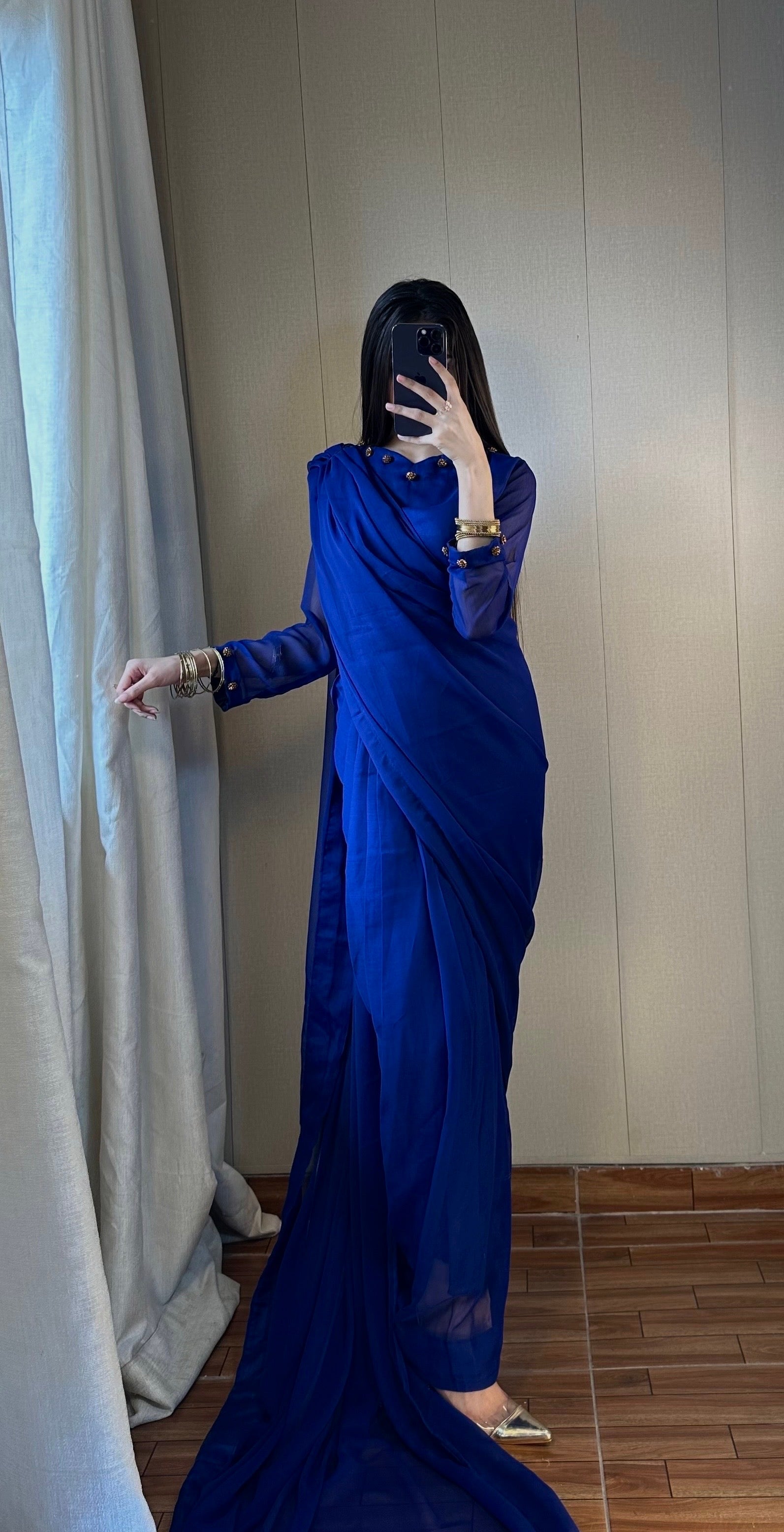 Gulbahar Chiffon Saree Stitched