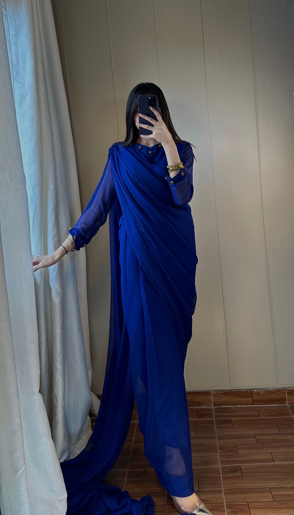 Gulbahar Chiffon Saree Stitched