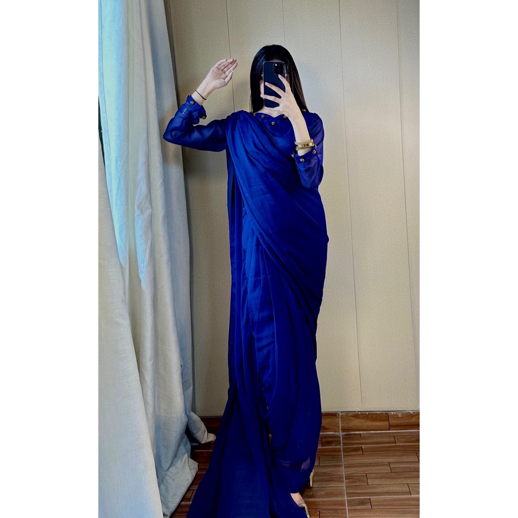 Gulbahar Chiffon Saree Stitched
