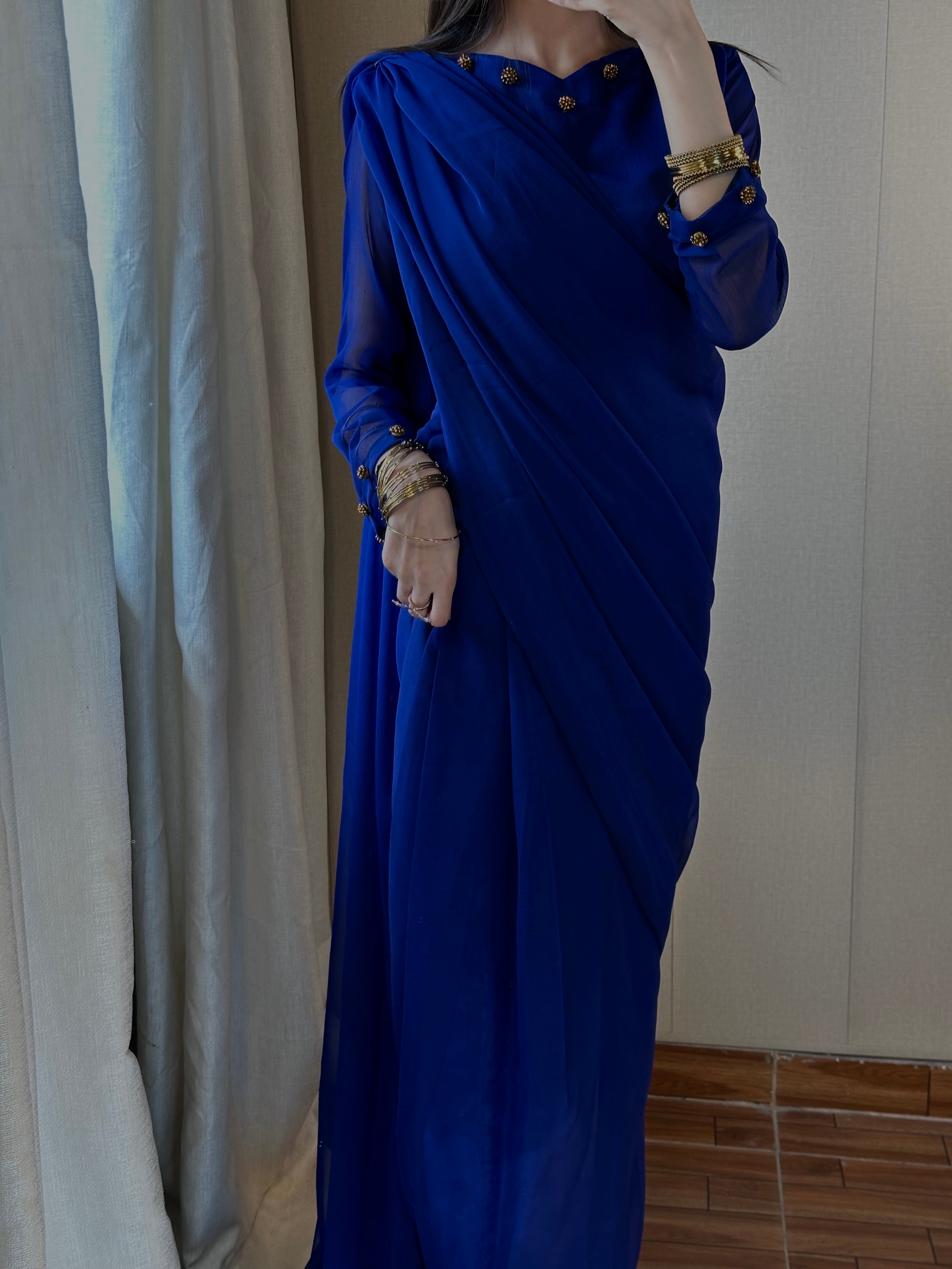 Gulbahar Chiffon Saree Stitched