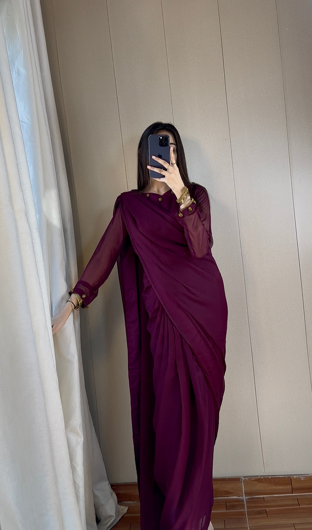 Gulbahar Chiffon Saree Stitched