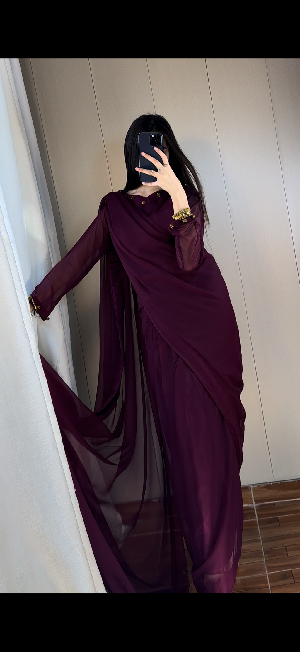 Gulbahar Chiffon Saree Stitched