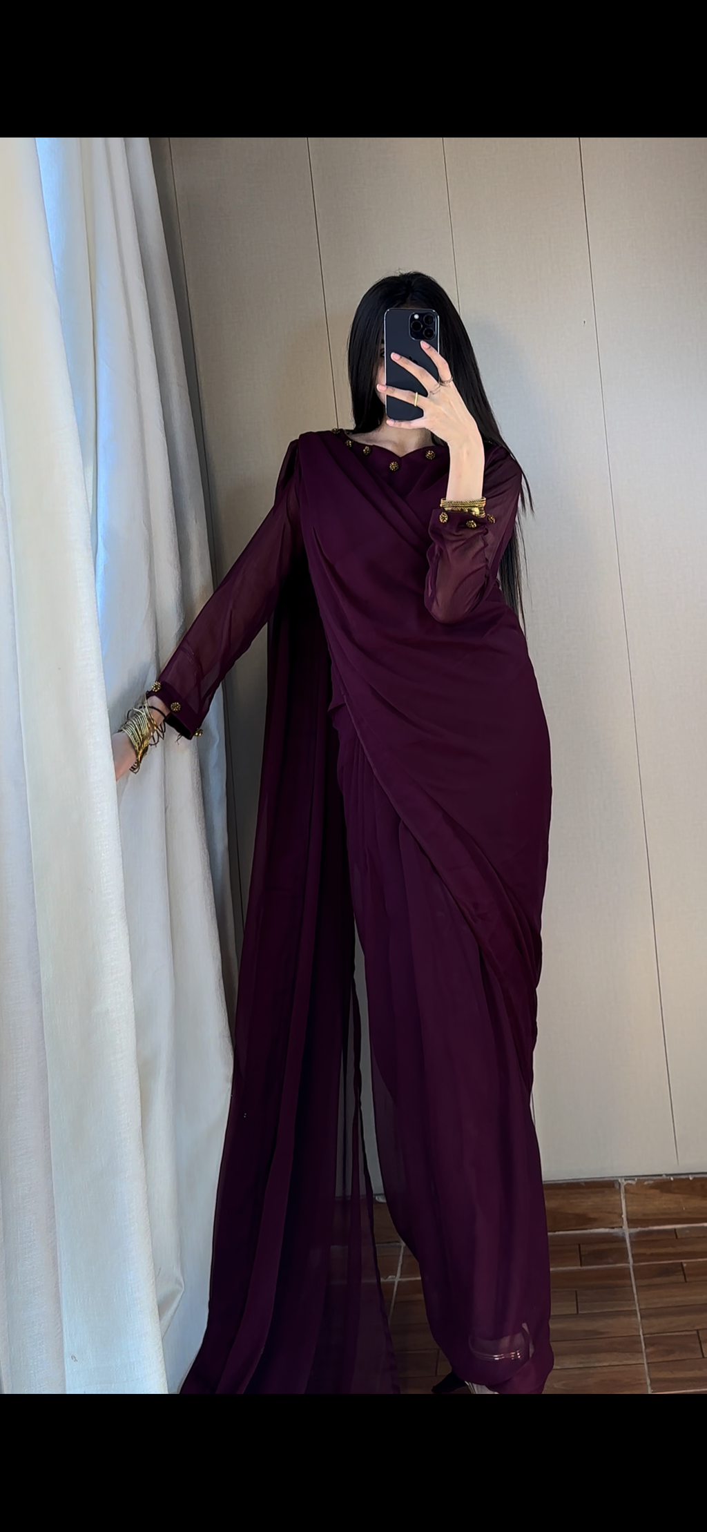 Gulbahar Chiffon Saree Stitched