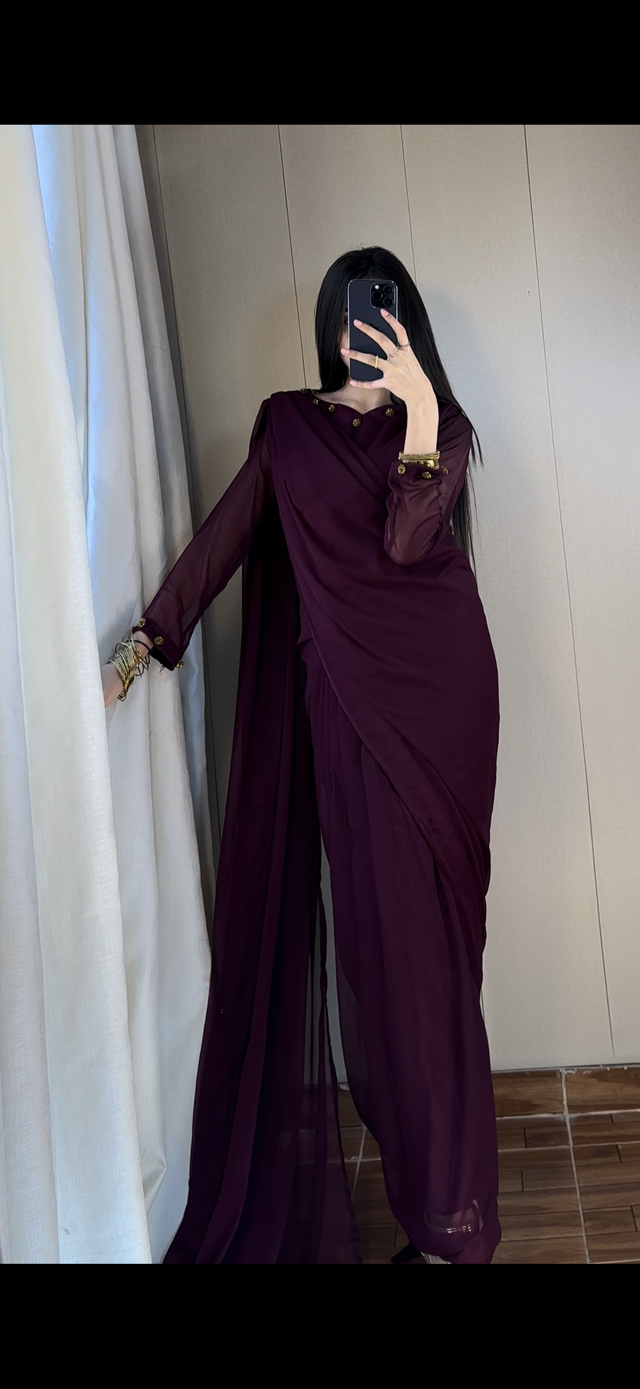 Gulbahar Chiffon Saree Stitched