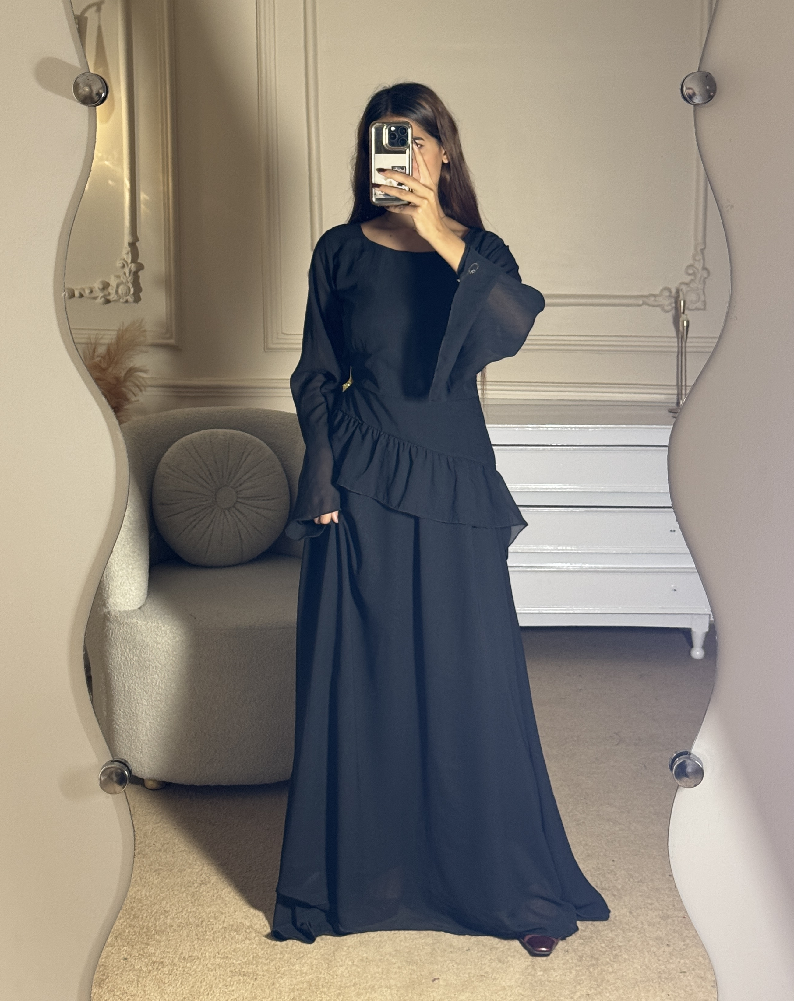 Elanza Luxe – Plain Chiffon Heavy Flair Outfit Stitched