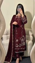 Women 3 pcs embriodery party wear