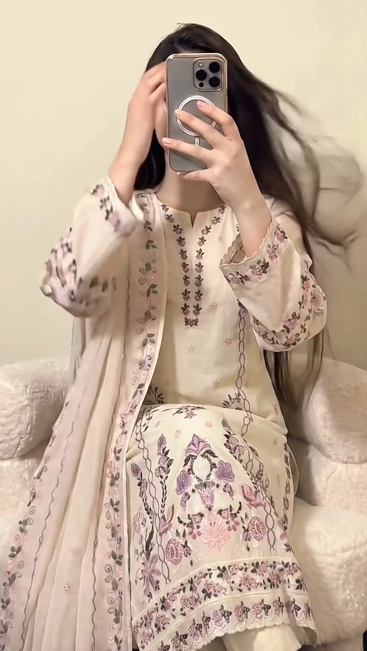 WOMEN 3 PCS STITCHED SUMMER LAWN EMBRIODERY DRESS