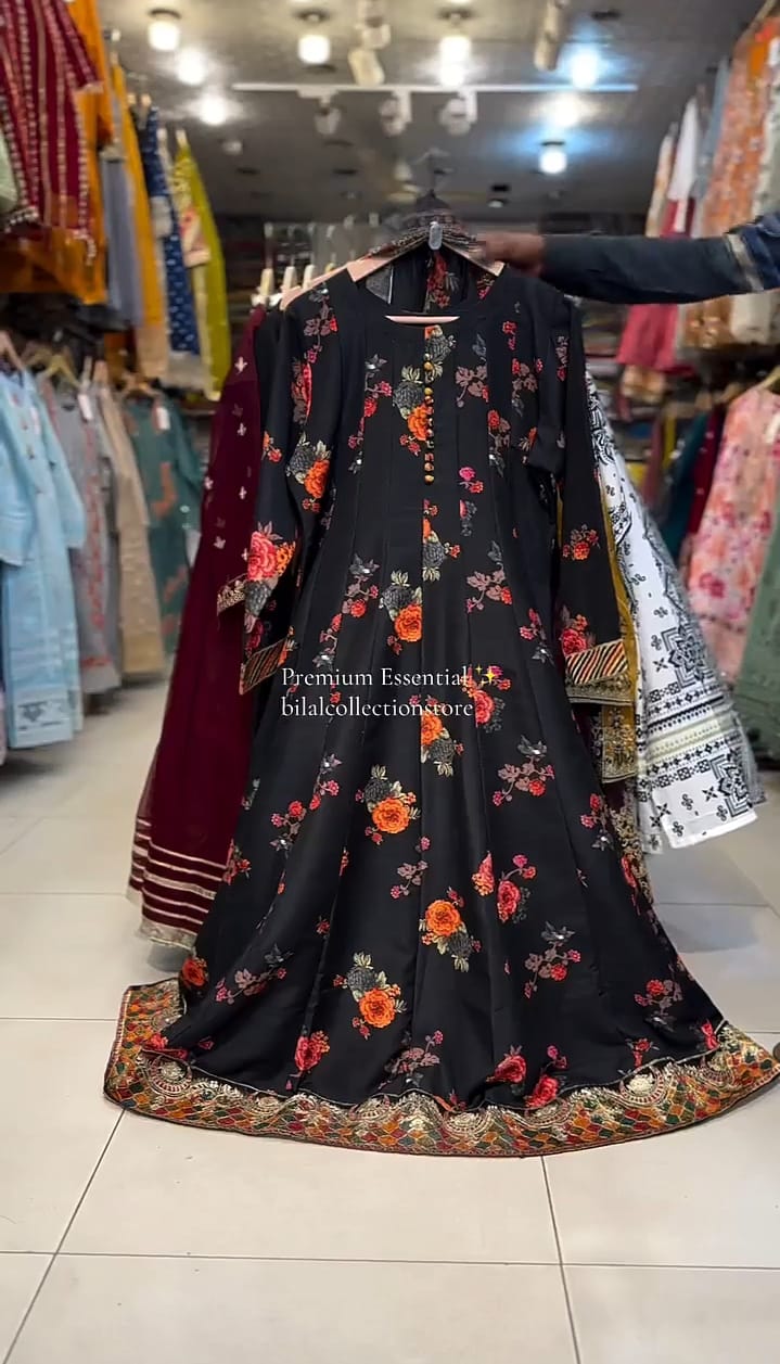 WOMEN 3 PCS PRINTED ANARKALI DRESS