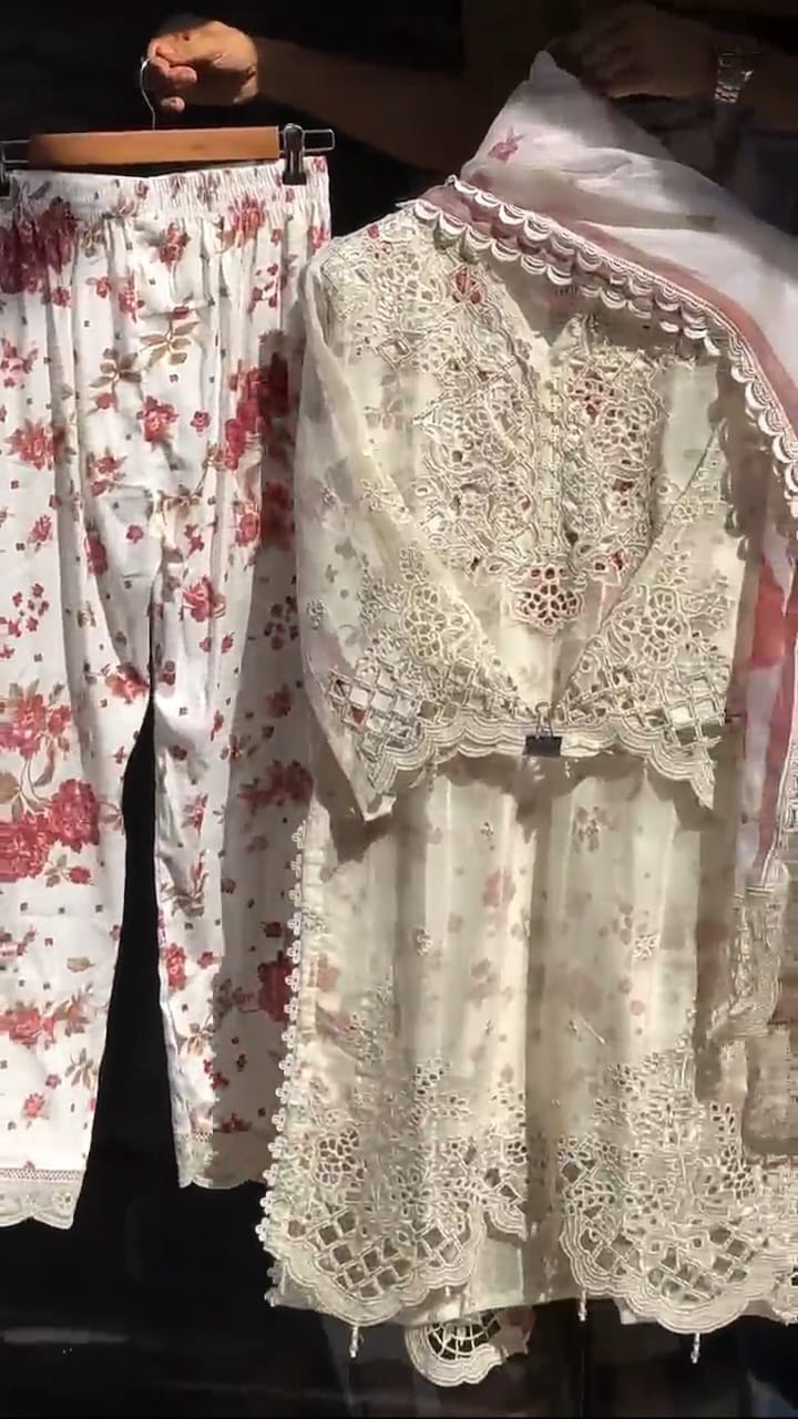 3 PCS CUT WORK DESGIN DRESS
