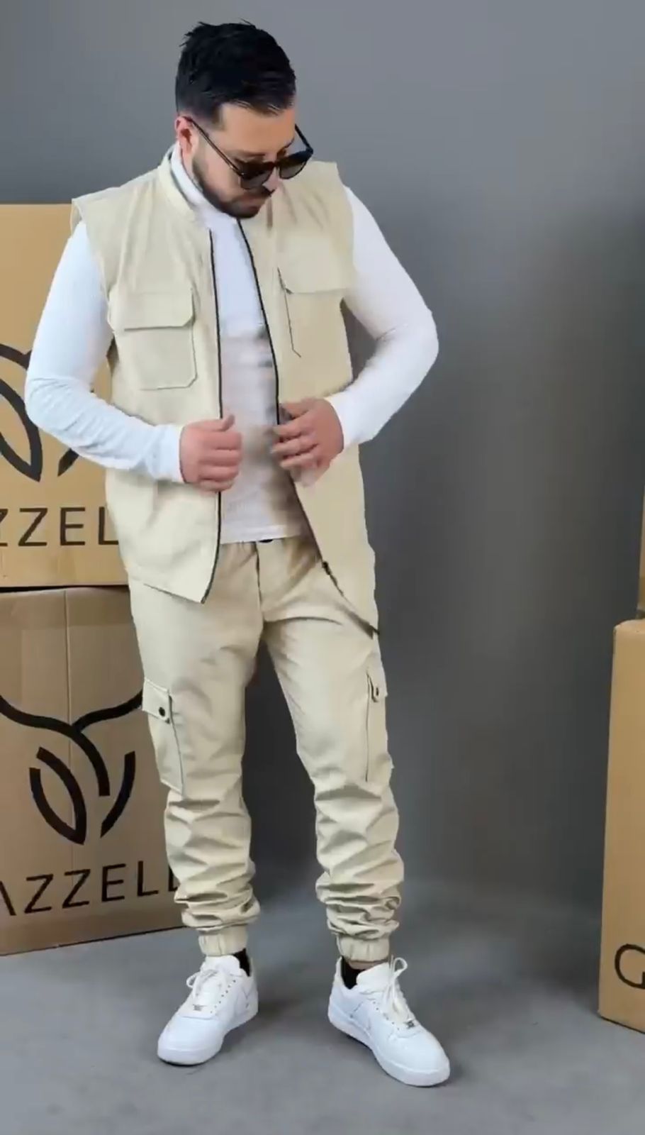 Pack of 4 Men Trendy Dress Cargo Trouser & Zipper Jacket