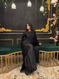 Black Stitched Plain Silk Saree
