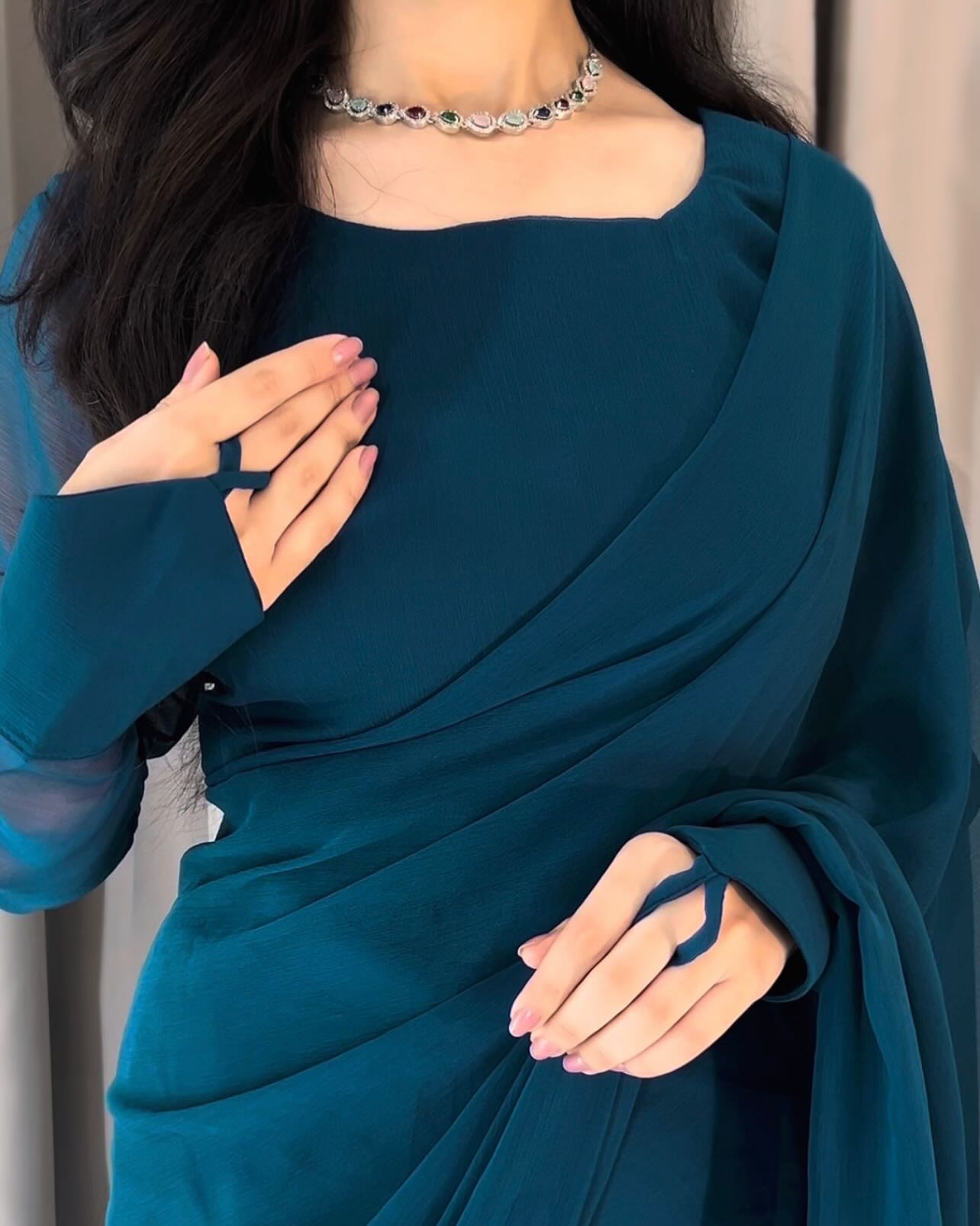 Noor-e-Chiffon Saree Stitched