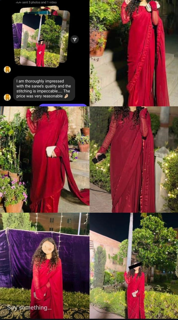 Noor-e-Chiffon Saree Stitched