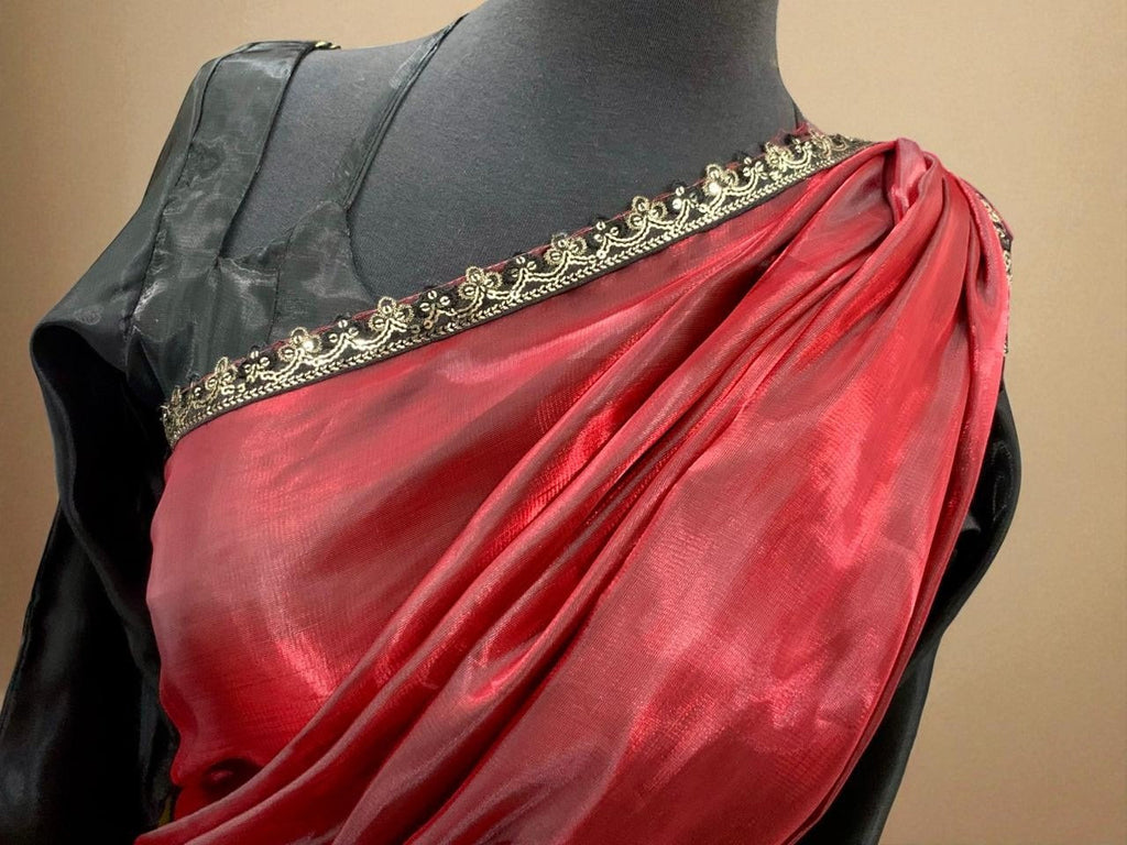 🌹 Mehr-o-Siyaah Saree ❤️🖤 Stitched