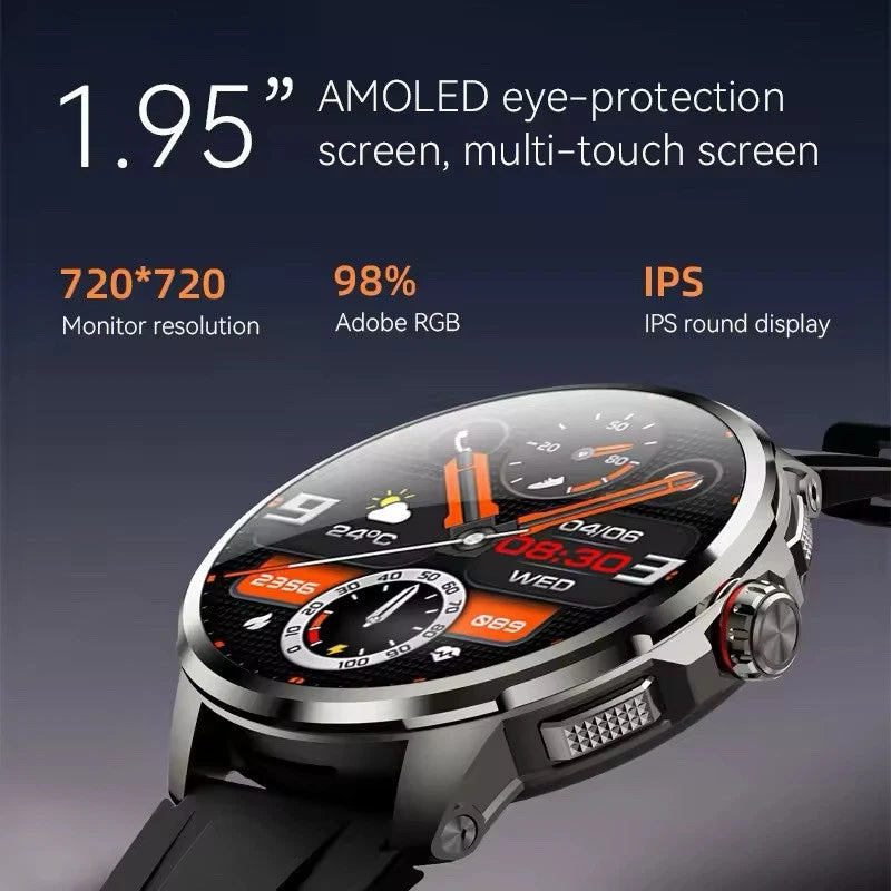 1.95" AMOLED 4G SMARTWATCH Phone Rotating Camera 8+128GB,Androi